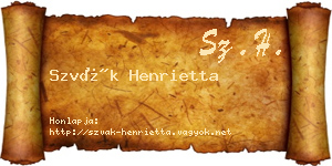 Szvák Henrietta névjegykártya